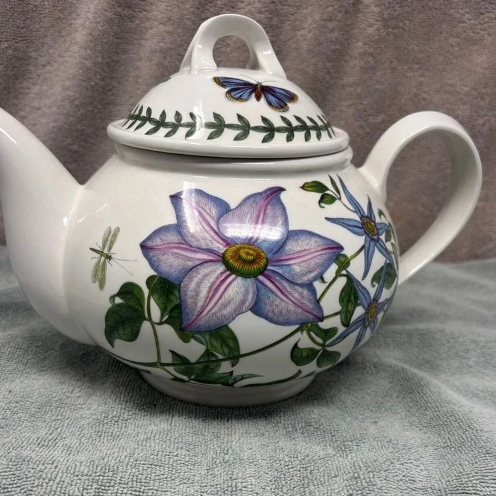 Vtg Portmeirion Botanic Garden‎ Teapot Clematis Virgins Bower Made in Britain